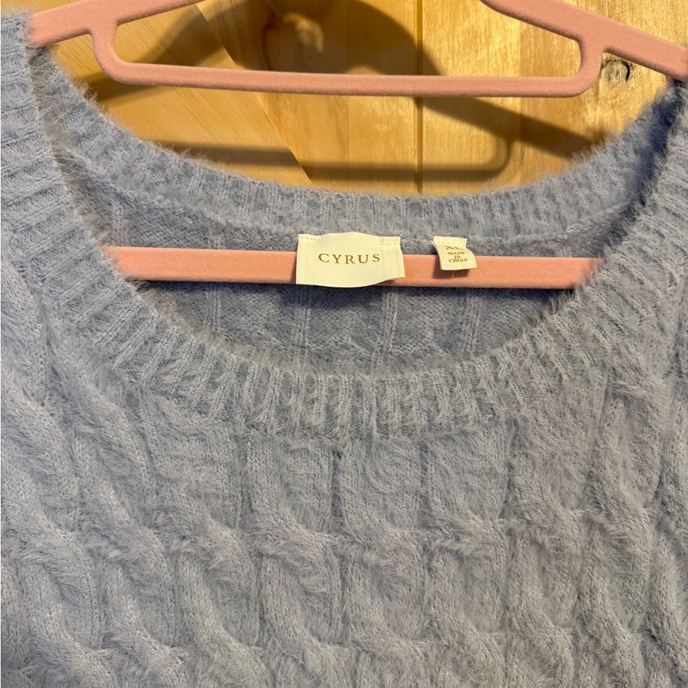 Cyrus Soft Blue Cable Knit Sweater - Picture 9 of 10